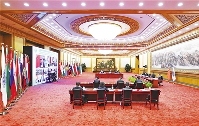 9月17日，國家主席習(xí)近平在北京以視頻方式出席上海合作組織成員國元首理事會第二十一次會議并發(fā)表重要講話。 新華社記者 申宏 攝