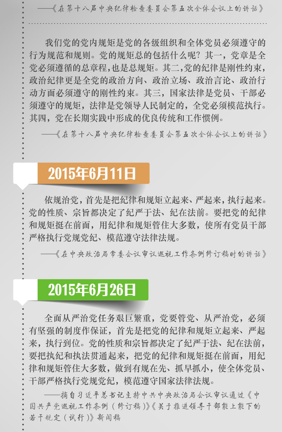 把黨規(guī)黨紀(jì)立起來(lái),嚴(yán)起來(lái),用嚴(yán)明的紀(jì)律管全黨治全黨,實(shí)踐